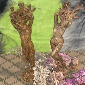 Like New Forest🌳God & Goddess Altar Wooden Statues✋🏼Carved & Resin Coated Pair